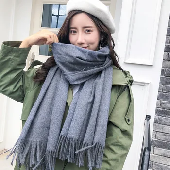 

New autumn and winter scarf women untie super soft solid color imitation cashmere scarf big shawl