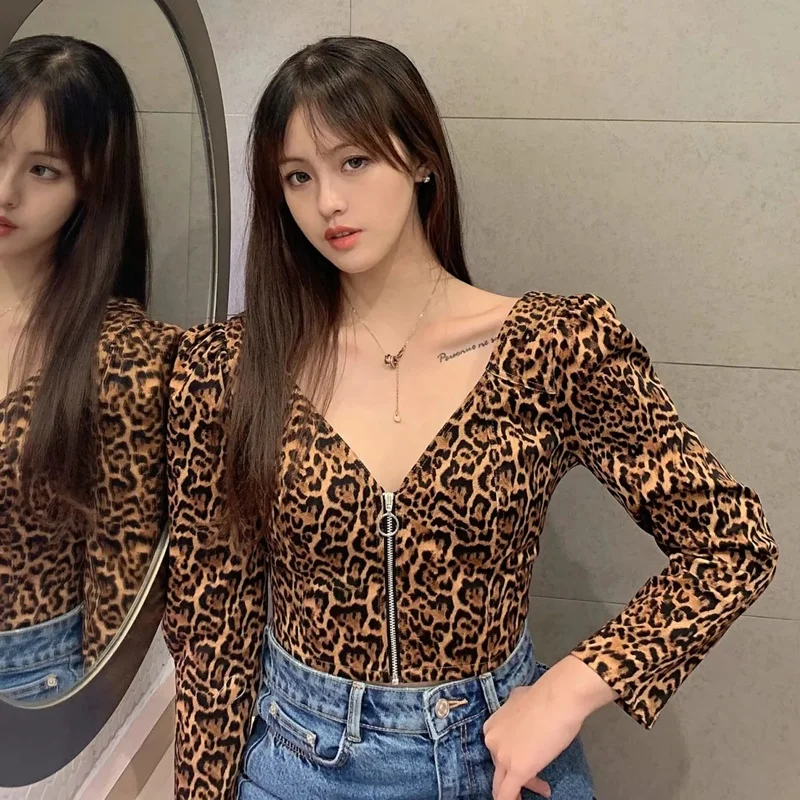 

2020 Leopard Jacket Summer Spring Women Crop Top Jacket Coat Women Slim Sexy Top Long Sleeve Jackets Female Harajuku Clothing