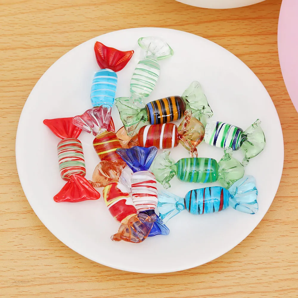

1Pcs Various Colors Glass Sweets Vintage Murano Style Candy Ornament Home Party Wedding Christmas Festival Decorations Kids Gift