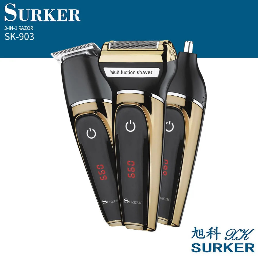 Surker Sk-903 электробритва три в одном/машинка для стрижки волос/триммер для волос в носу с жидким кристаллом цифровой дисплей usb зарядка