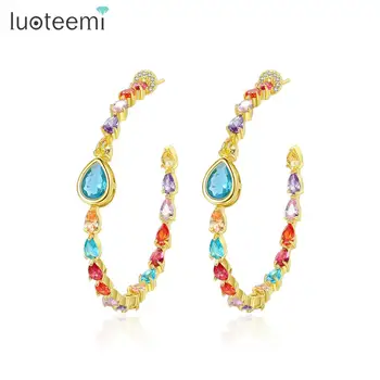 

LUOTEEMI Big Luxury Colorful Hoop Earrings for Women Fashion Jewelry Party Smooth Large Circle Pendientes Mujer Christmas Gifts