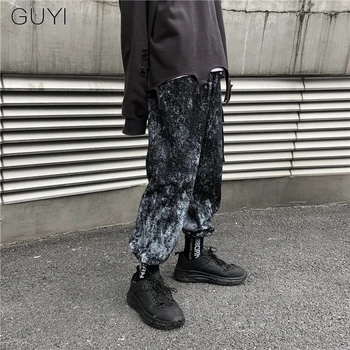 

Tie dye Graffiti Print Hip Hop Joggers Cargo Pants For Men Casual Parkour Pocket Track Pants Male Trousers Sweatpants Streetwear