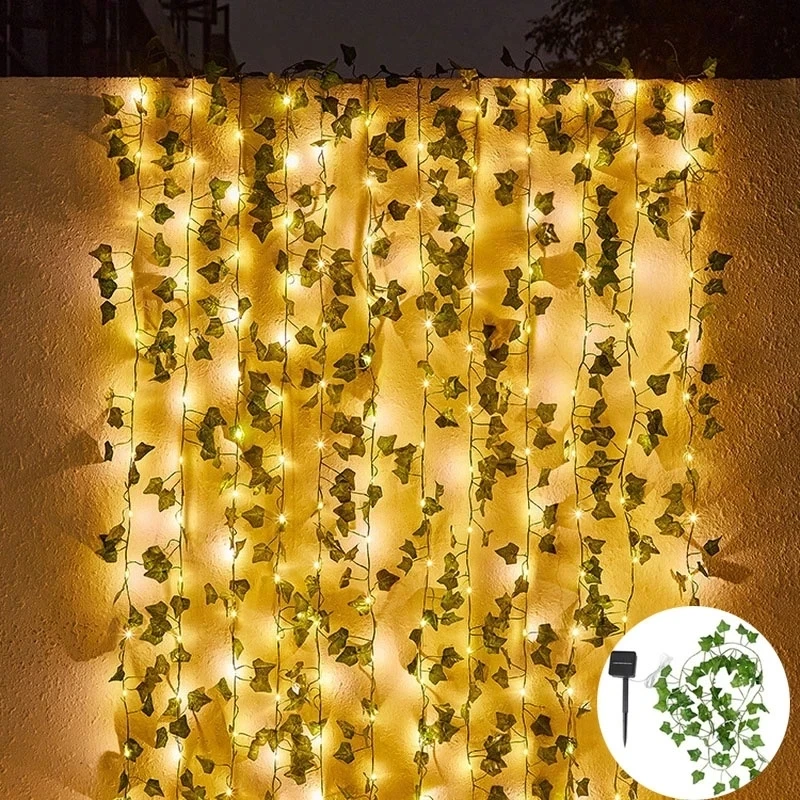 

5/2M Solar/battery Box Rattan String Light Simulation Leaves Garland Fairy Lights Xmas Wedding Party Home Decoration Lights