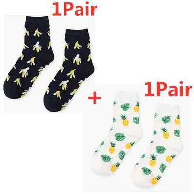 2Pair Color 7 1/2/3 пары носков и симпатичным мультяшным принтом фруктов, носки авокадо типа "банан" Вишня персикового цвета для девочек кавайные Носки Шорты для скейтборда Для женщин Harajuku носки для девочек - Цвет: 2Pair Color 7