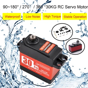 

Waterproof 30KG Servo TD-8130MG 90~180 / 270 / 360 Degree Update Metal Gear Digital Servo 25T Arm for 1/8 1/10 Scale RC Car
