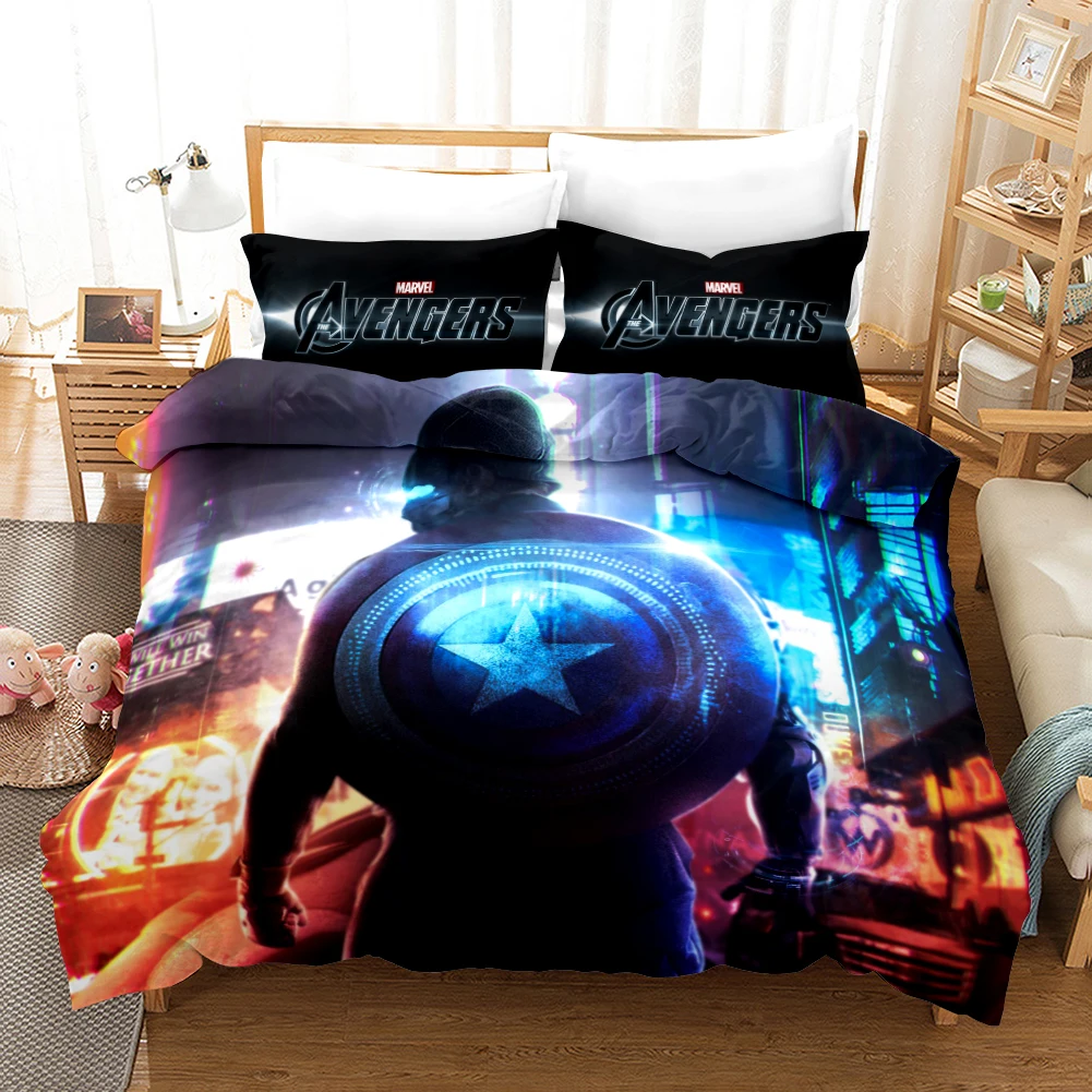 Iron Man Bedding Set The Avengers Duvet Cover Set for Kids Marvel Thor Captain America Bedclothes AU/EU/US Size Child Bed Linen