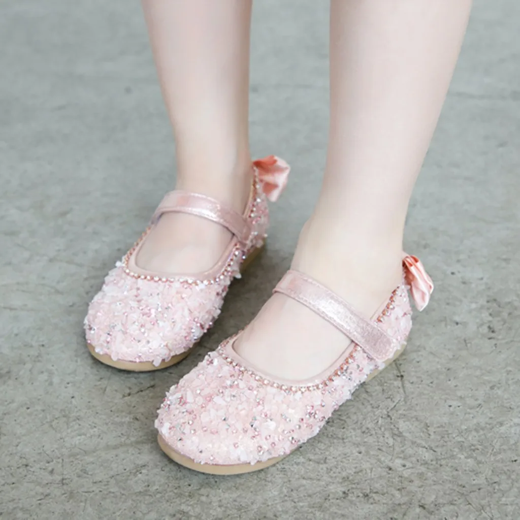 Дети младенец ребенок Кристалл для девушки Bling одиночный принцесса одиночный Повседневный Обувь на крючках и петлях Твердые бантом девочек детская обувь