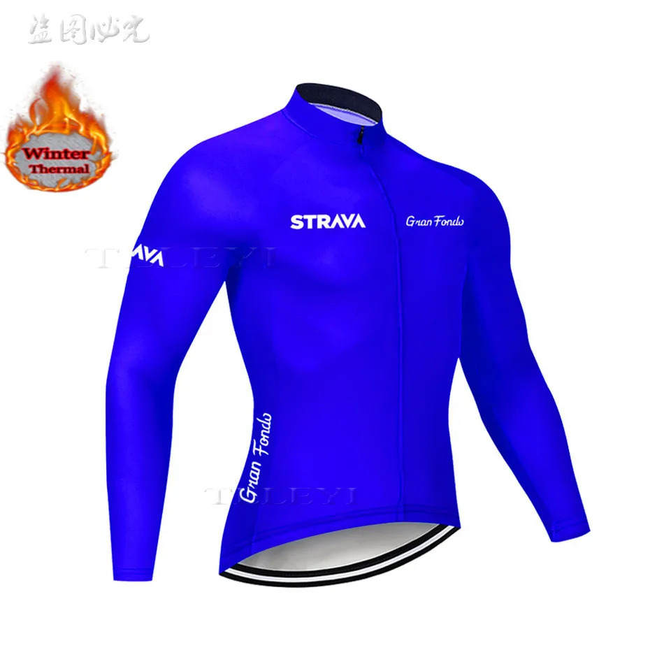 Новинка, зимний комплект из Джерси STRAVA с длинным рукавом для велоспорта, MTB, теплая и ветрозащитная одежда для велоспорта, костюм с ремнем - Цвет: 1