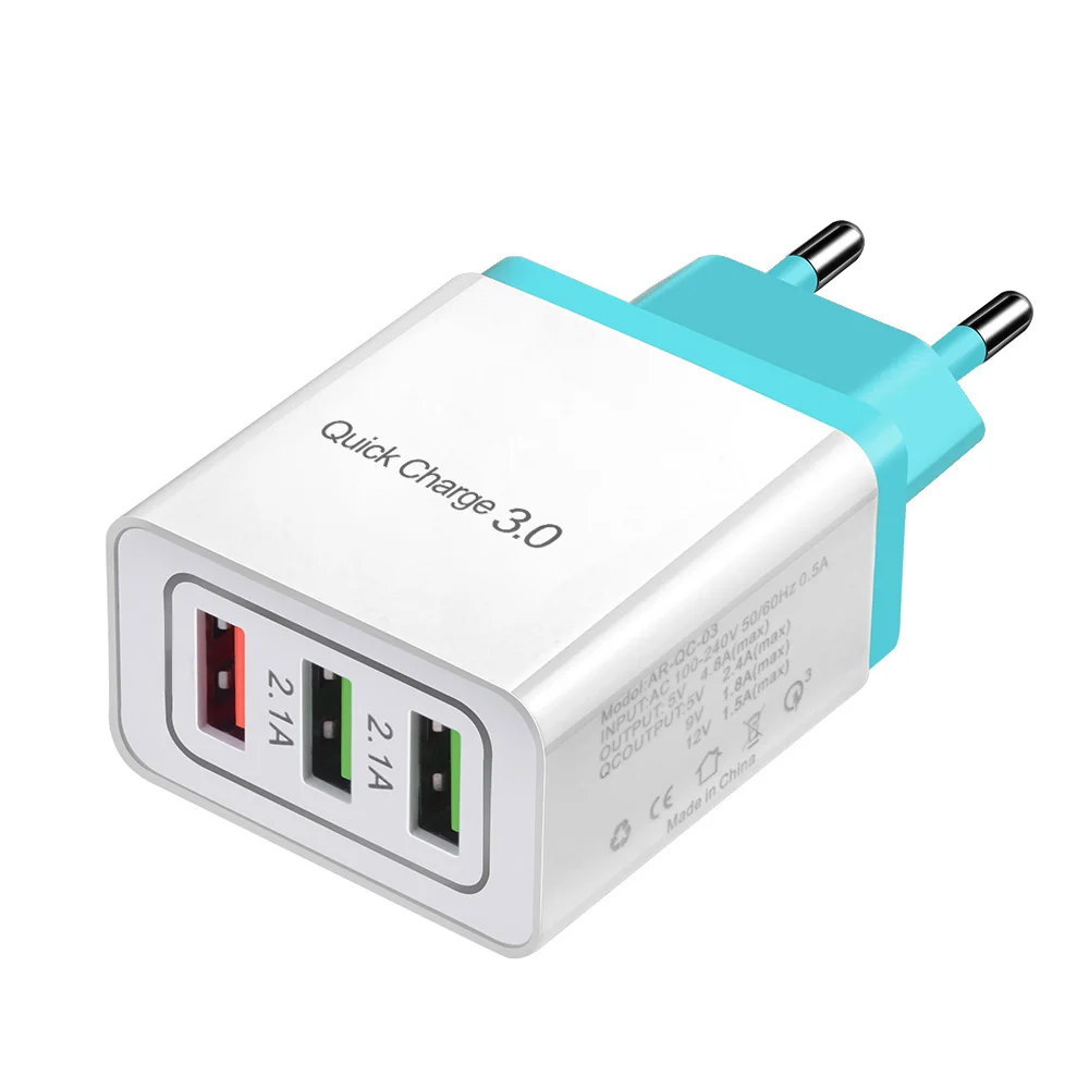 OLAF Быстрая зарядка 3,0 Быстрая зарядка для iPhone X USB зарядное устройство QC 3,0 4,0 ЕС США штекер телефон/быстрое зарядное устройство для samsung Xiaomi адаптер - Тип штекера: Light Blue