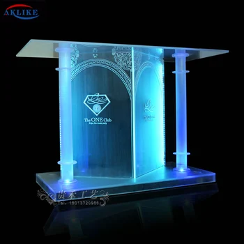 Best Design Bar Furniture Manufacture AKLIKE Acrylic Bar DJ Table Colorful Equipment Mixer LED Lighting Counter Customized Dj Booth