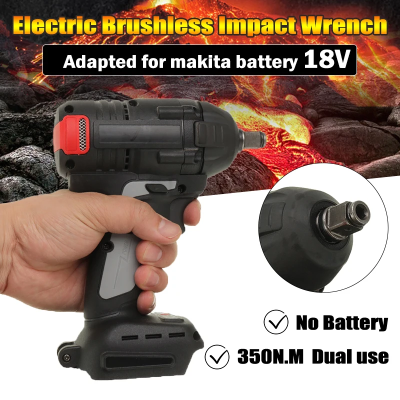 

Wireless Wrench Electric Tool 18V 350nm Electric Brushless Rechargeable Impact Wrench 1/2 Socket For Makita Battery