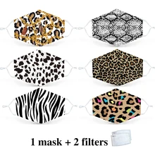 Leopardo animal impressão moda máscara protetora reutilizável pm2.5 filtro zabra impressão boca máscara facial bactérias à prova de gripe máscara