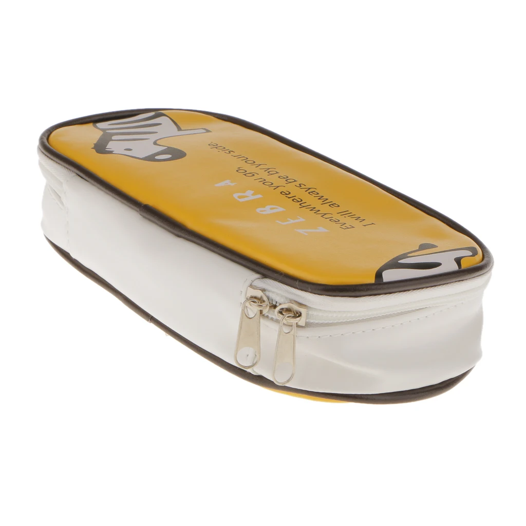 Cute Animal Paint PU Makeup Bag Kids School Pen Pencil Bag Case Yellow