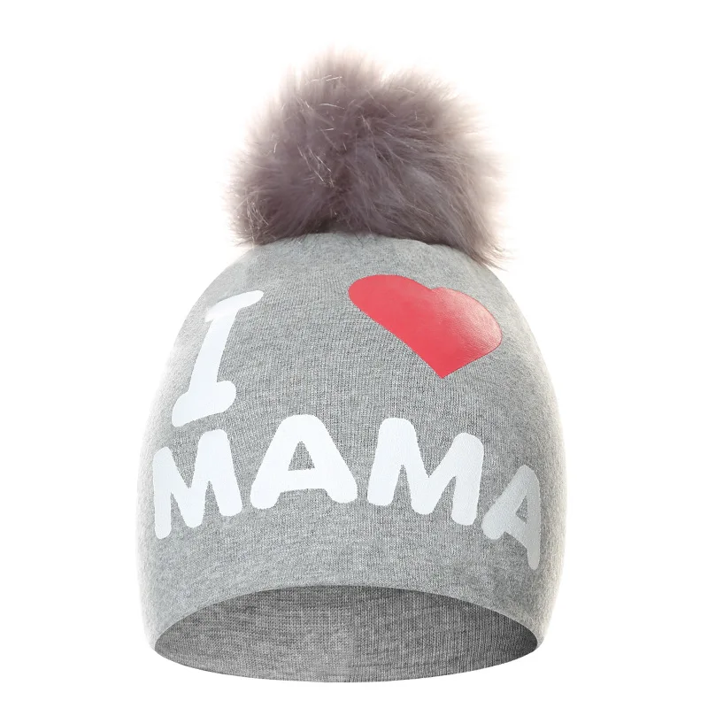 Креативный стиль Beanie любовь отец мать детские зимние шапки съемный шар Чистый хлопок шляпа уличная детская теплая шапка шапки