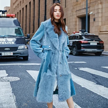 

Natural Fur Coat Women Sheep Shearing Wool Jacket Double Faced Korean LongWinter Coat Women Clothes 2020 S19-069SH YY1785