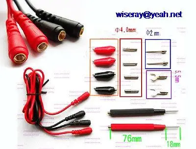 

DHL/EMS 20pcs Alligator clips 4MM 2mm BANANA PLUG Fork Test Probe Clamp Meter MULTIMETER pen-A8