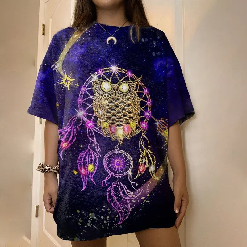 Capricorn Star Sky Print T-shirts Woman Summer Casual Loose Graphic Gothic Letter Short Sleeve O Neck Y2k Harajuku Shirt Tee Top t shirt oversize