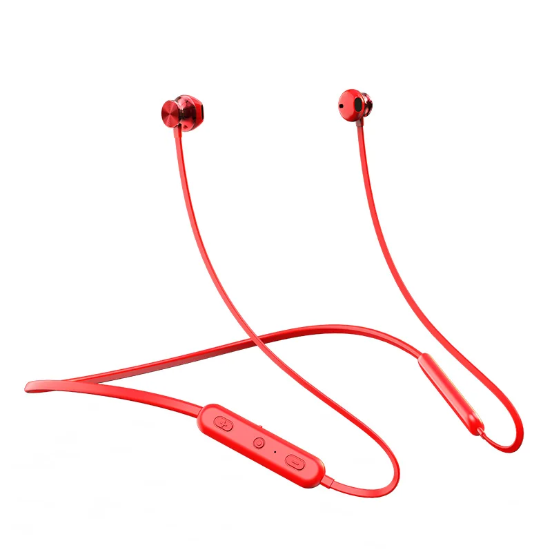ROCK Bluetooth наушники с нашейным ободом Bluetooth 5,0 Handsfree водонепроницаемый дизайн наушники с микрофоном для iOS и Android системы - Цвет: Красный