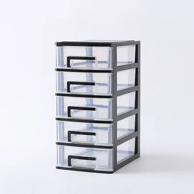 Black-5layers Прозрачный Настольный ящик для хранения, многослойная пластиковая маленькая коробка, домашний офисный шкаф для хранения косметики, органайзер для украшений - Цвет: Black-5layers