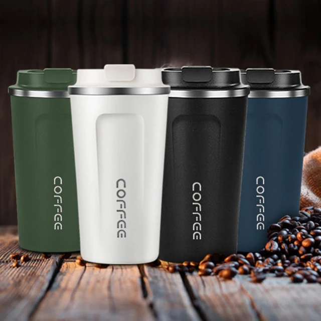 400ml Travel Coffee Mug, 2 Pack Vacuum Insulated Coffee Travel Mug with Lid  and Straw, Reusable Coffee Tumbler, Car Thermos Cup - AliExpress