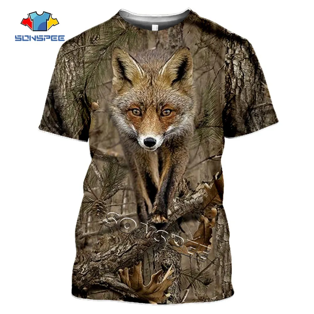 SONSPEE-Camiseta 3D de camuflaje para hombre y mujer, ropa de calle informal a la moda, jersey de manga corta