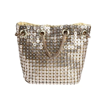 

Women Sequins Handbag Evening Party Bridal Bucket Shoulder Bag Prom Wedding