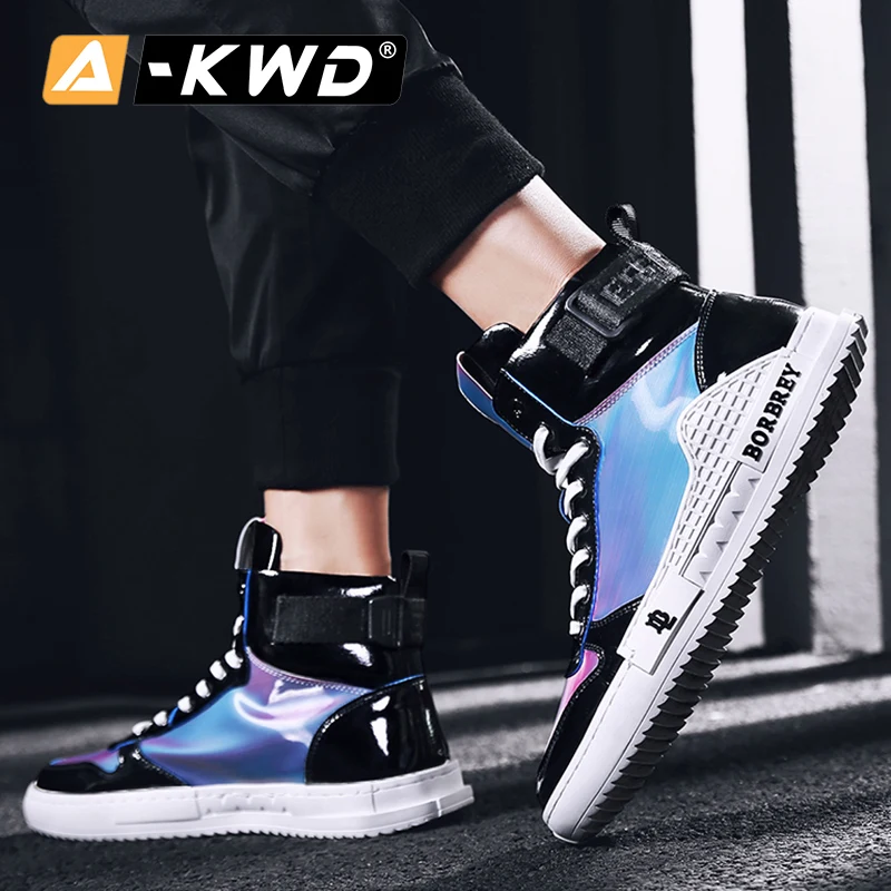 返品無料対応 ホット通気性弾性コードスニーカー白人男性の靴高トップスポーツの靴男性本革のファッションカジュアルシューズ 日本直営 Kisuki Line Jp