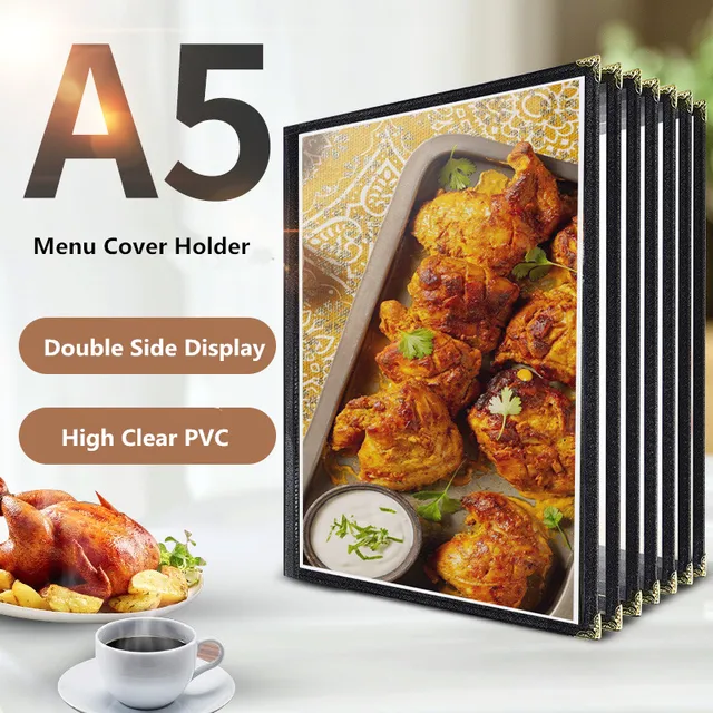 A5 PU Leather Restaurant Recipe Menu Covers Book For Cafe Wine Menu Price Listing Frame