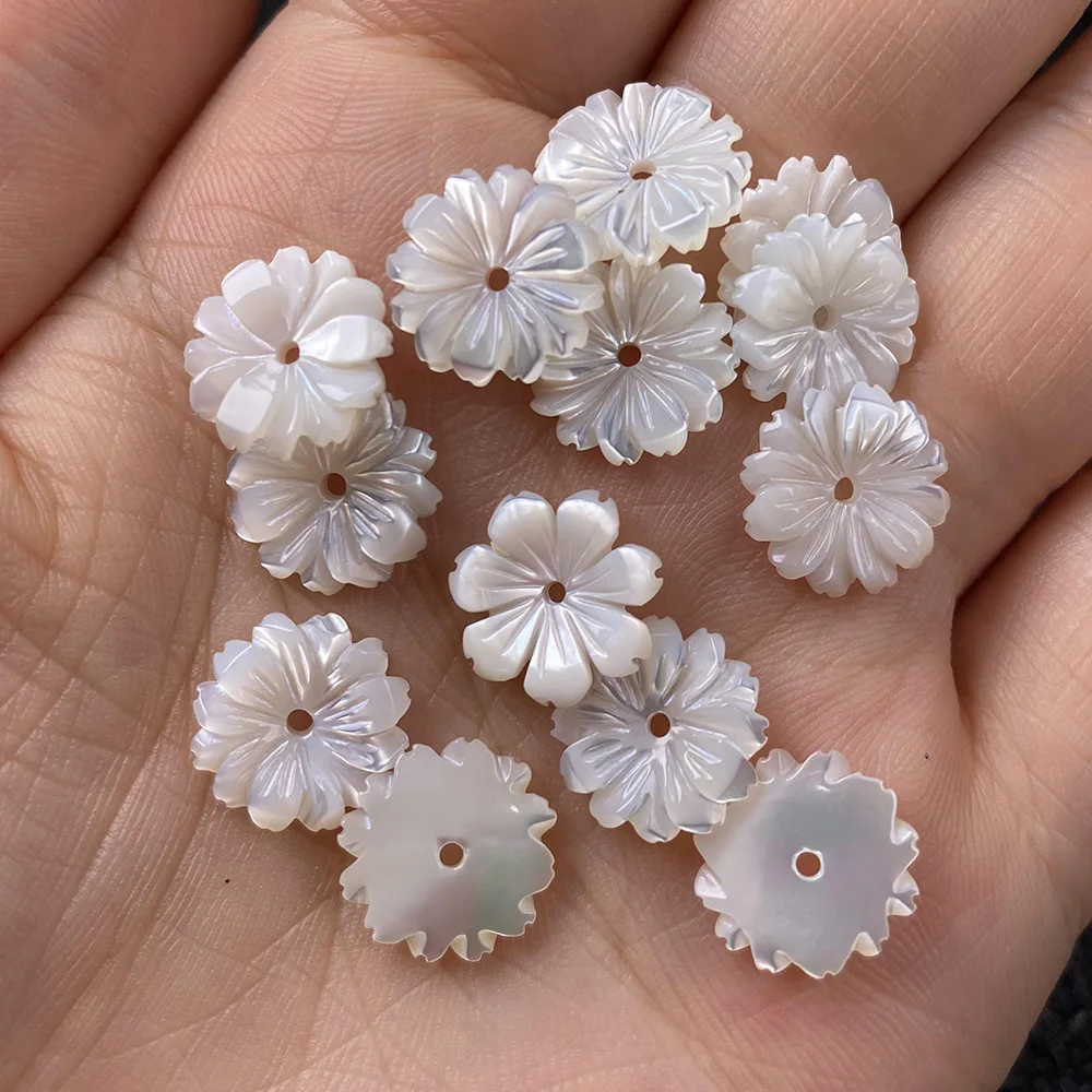 

5Pcs Shell Beads Accessories Flower-shaped White Loose Shell For Jewelry Making Bracelet Earring Handiwork Sewing Accessory