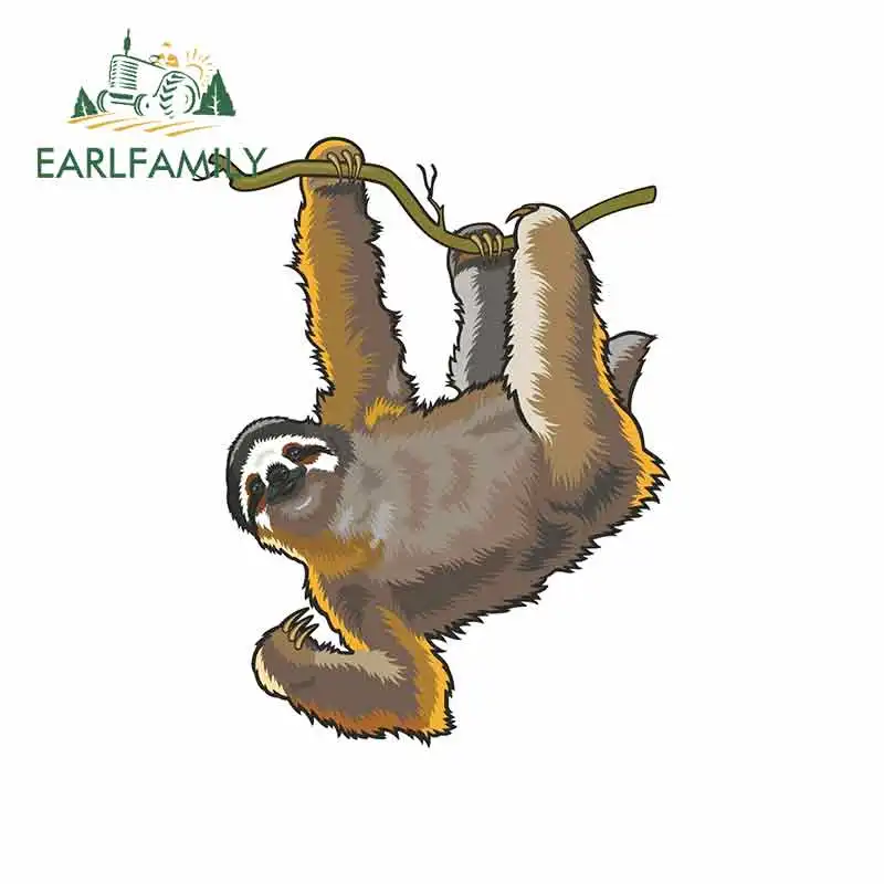 

EARLFAMILY 13cm x 10.3cm for Lazy Sloth Funny Car Stickers Vinyl Sunscreen RV VAN Fine Decal JDM Car Accessories Logo Cartoon