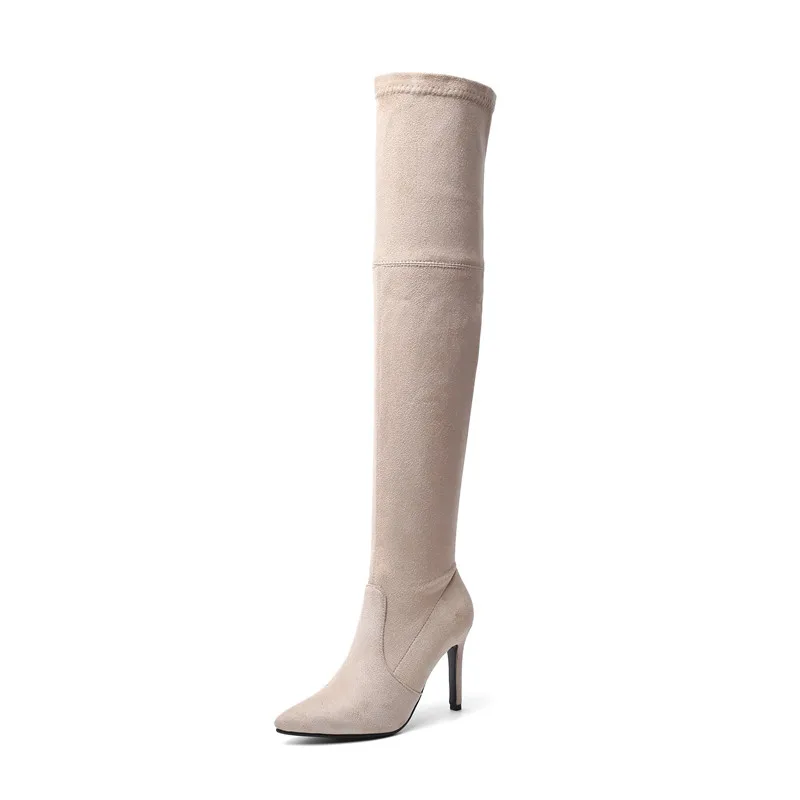 ASUMER new over the knee boots pointed toe sexy stretch boots high heels prom ladies shoes slim thigh high boots big size