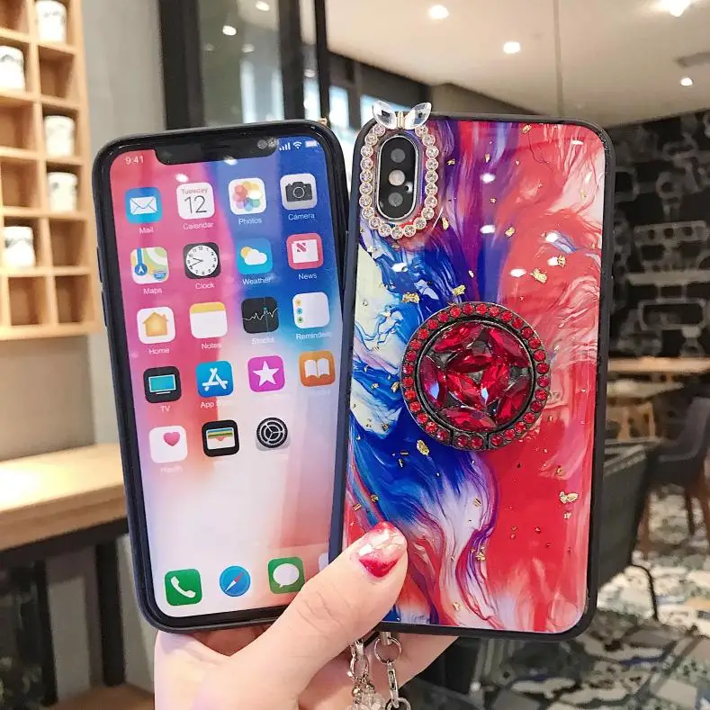 Для samsung Galaxy A80 A90 A70 A60 A50 A50S A30S A40 A30 A20 A10 M40 M10 с модным узором Мягкая подставка со стразами гелевый Чехол для телефона чехол