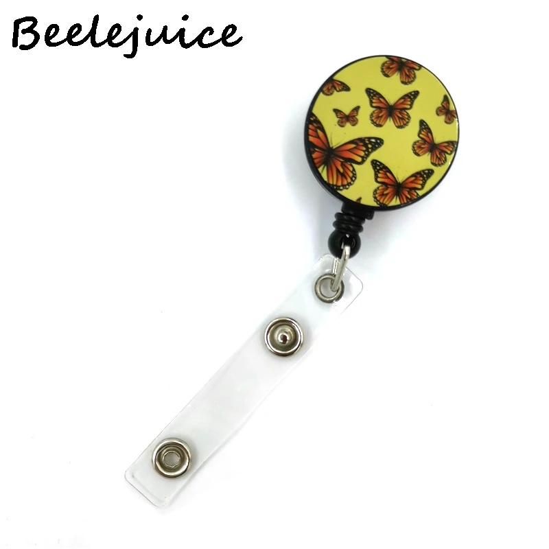 thumbnail image 1 of Yellow Monarch Butterfly Women Card Holder Lanyard Retractable Badge Reel Nurse Student Exhibition ID Card Clips Badge Holder, 1 of 5