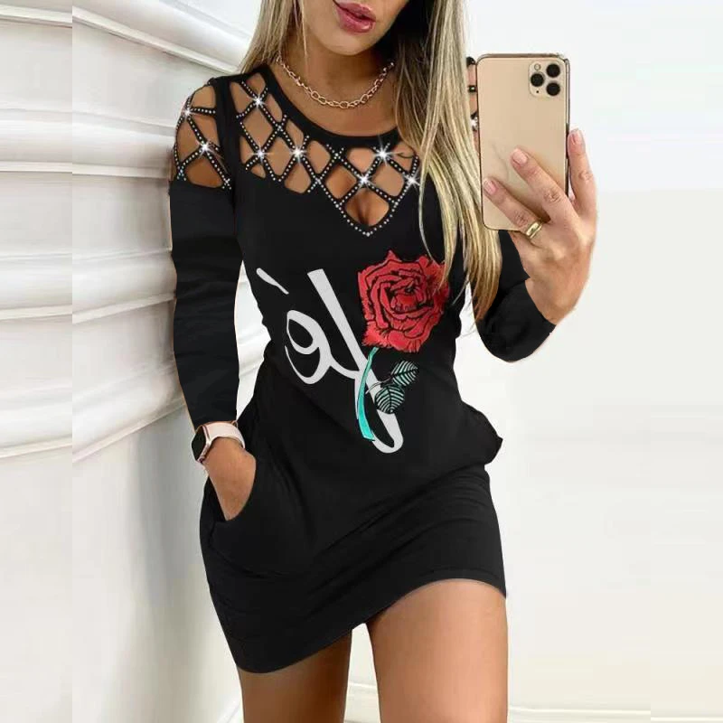 Sexy Sleeveless Letter Pattern Print Summer Dress Elegant Straps O Neck Backless Party Dress Women Casual Pocket Mini Dress 3XL