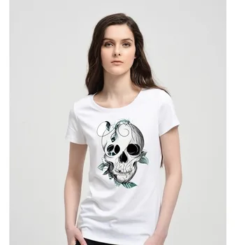

SKULL Print T Shirt Women Short Sleeve O Neck Loose Tshirt 2020 Summer Women Tee Shirt Tops Camisetas Mujer
