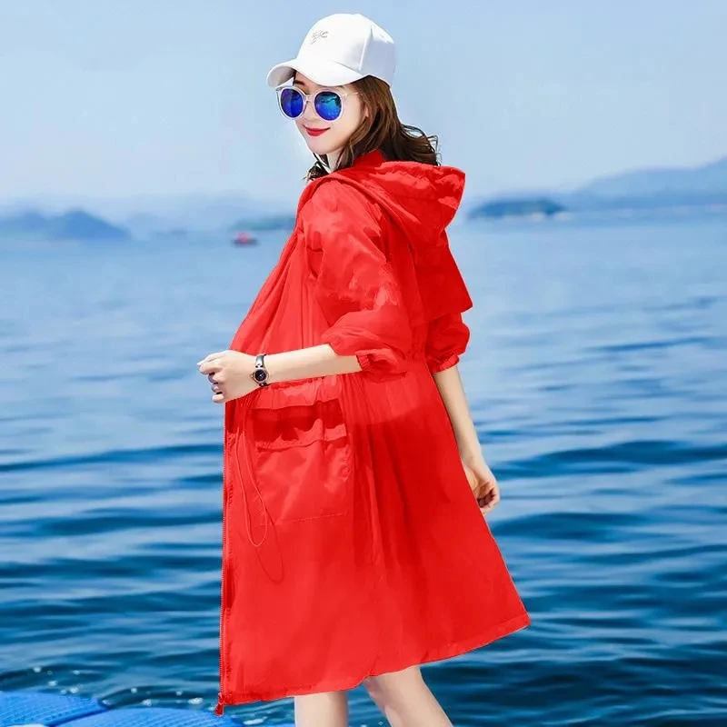 Sun-Proof Clothing Women's UV Summer 2023 Anti-Ultraviolet Sun Protection Clothing Female Coat Femme Long Jacket Hooded Tops