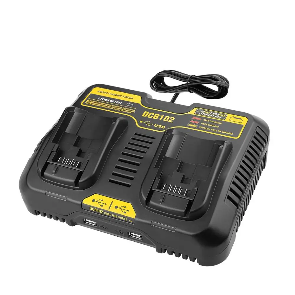 Замена Зарядное устройство для Dewalt DCB105 DCB101 DCB102, DCB200, DCB201 12 V-20 V Макс литий-ионный Батарея Быстрая зарядка с двойным USB портом