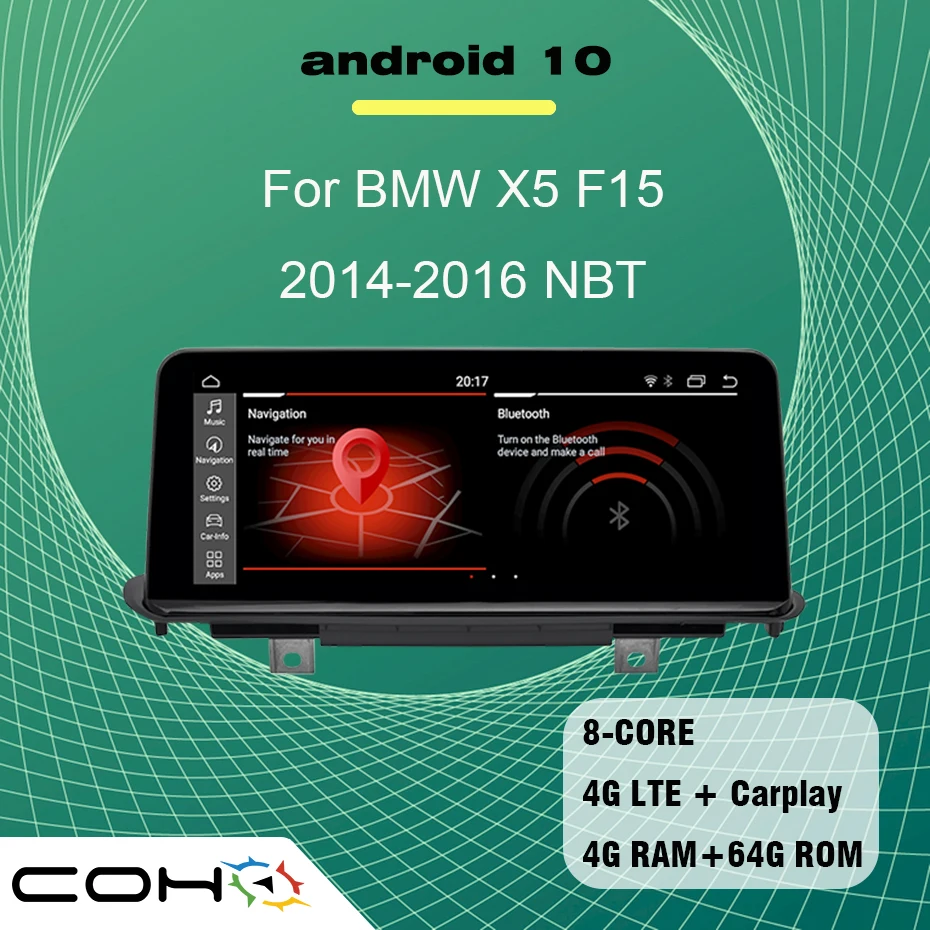 Мультимедийный проигрыватель для BMW X5 F15 10 25 2014 дюймов Android 8 ядер 4 Гб + 64 ГБ GPS
