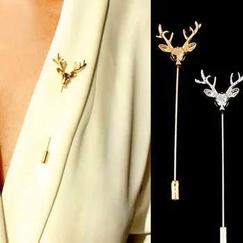 

1 Simple Retro Deer Head Brooch Pin Hollow Fashion Suit Animal Collar Pin Exquisite Brooch Jewelry