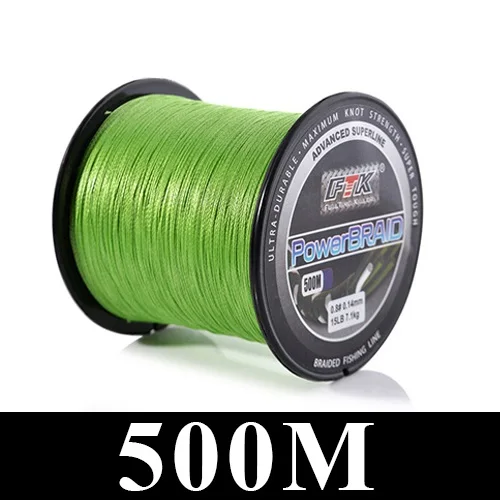 Light Green 500m FTK 300 м/500 м плетеная леска из полиэтилена 0,10 мм-0,40 мм 0,4-6,0# код 4 нити 8-60LB PE многофиламентная леска - Цвет: Light Green 500m