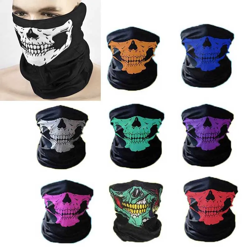 

Halloween Skull Mask Festival Motorcycle Skeleton Face Shield Face Windproof Multi Use Neck Ghost Half Face Mask Party Decor