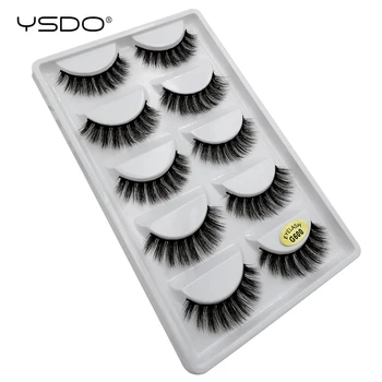 

YSDO 5 pairs eyelashes hand made 3d mink lashes plastic cotton stalk makeup mink false eyelashes fluffy lashes cilios extension