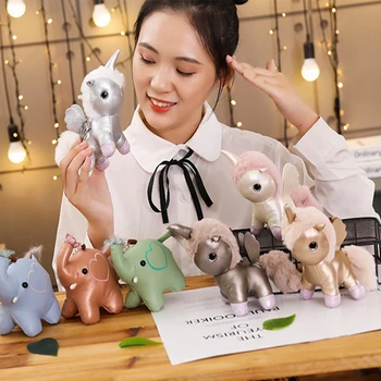 

Cute Cartoon Animal Plush Keychain 15Cm Elephant Bear Unicorn Rabbit Pig Mouse Scarf bear Cute Phone's Accessories Birthday Gift