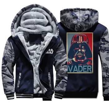 

men hooded hoodies 2020 autumn winter Star wars Darth Vader printed camouflage plus velvet thick long-sleeved sweatshirt jackets