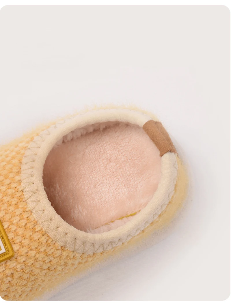 Winter Children Knit Furry Slippers Kids Soft Plush Warm Home Floor Shoes Boys Girl Rubber Soles Non-slip Indoor Cotton Slippers girls leather shoes