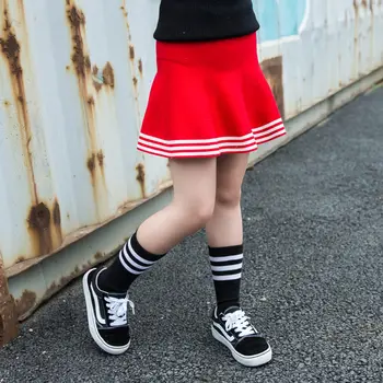 

Cute School Girls Cotton Skirt Striped Miniskirt Kids Princess Red and White Striped Skirt Toddler Children's Clothing Teenager