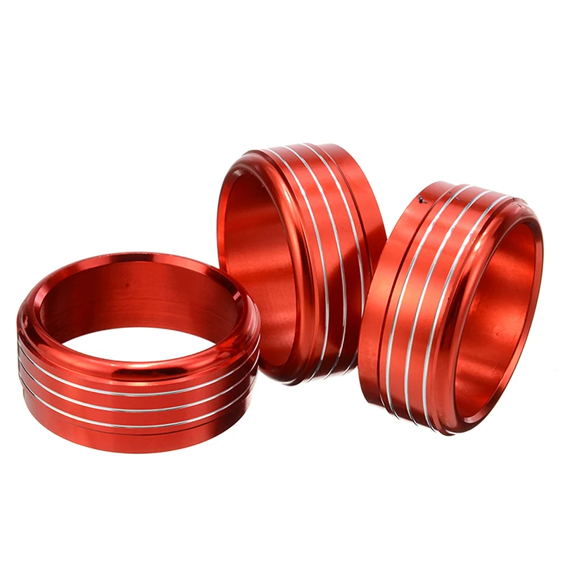3pcs Red Aluminum AC Climate Control Knob Ring Covers For Subaru WRX STI Impreza Forester XV Crosstrek