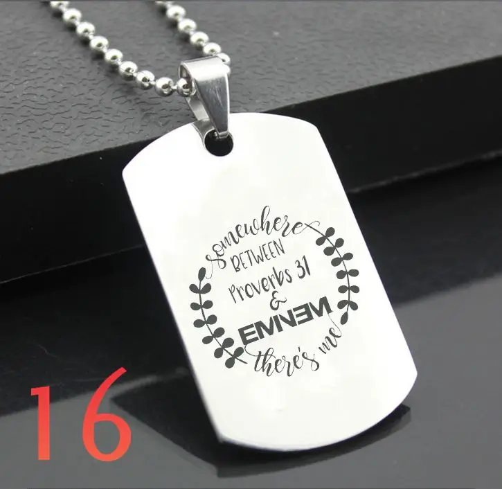 Eminem XH01 классический брелок из нержавеющей стали модные гравировальные бирки стальная подвеска-открытка для ожерелья - Цвет: Многоцветный