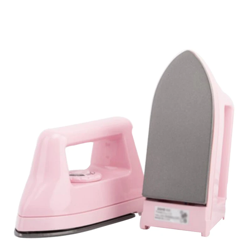 pink JIQI 110 В/220 В мини портативные электрические утюги ремесло Горячая фиксация Стразы УТЮГ одежда Flatiron Путешествия сухой гладильная машина ЕС - Цвет: pink