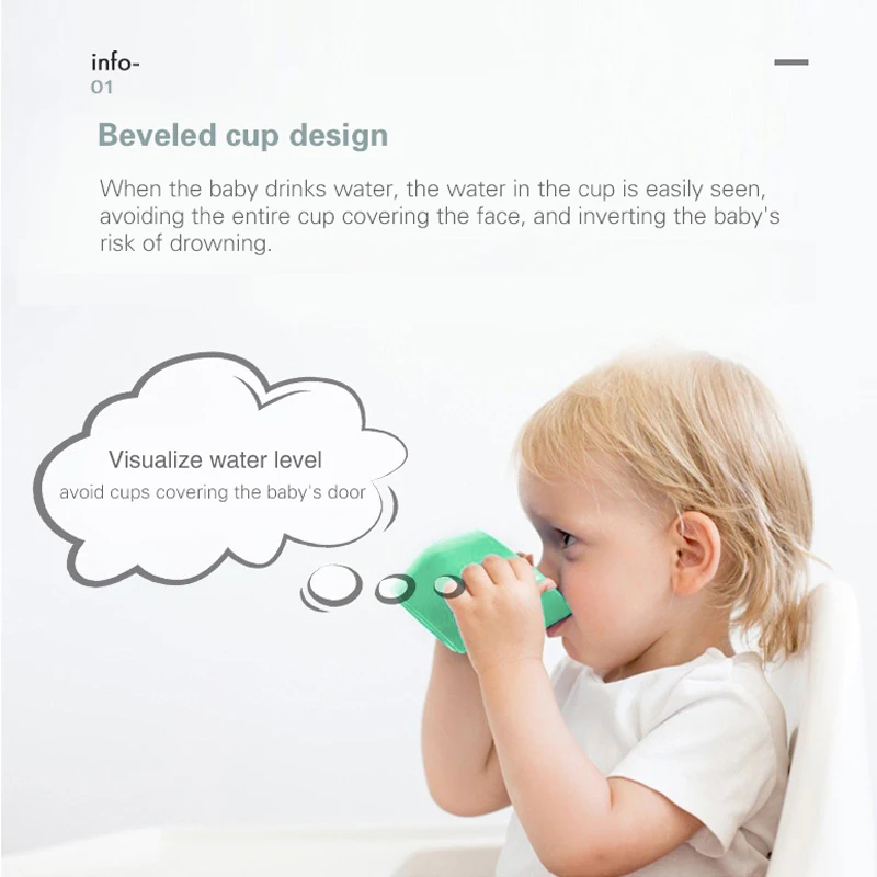 AAG Детские питьевые чашки конический косой рот безопасный, не содержит БФА детей обучение Кормление чашка с ручкой дети ребенок чашка обучения напиток